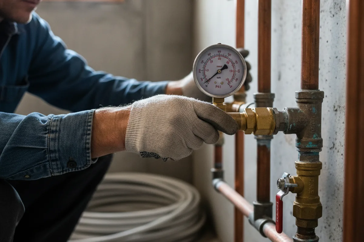 Pressure testing a repaired line during Water Line Repair in South Hackensack